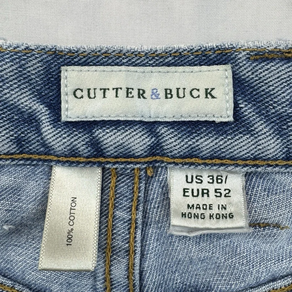Cutter & Buck Men's Denim Shorts Size 36 Light Wash 100% Cotton Casual